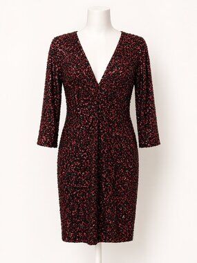 Express Bodycon Sequin Dress Fully Lined Red/Black Size 2 NWT